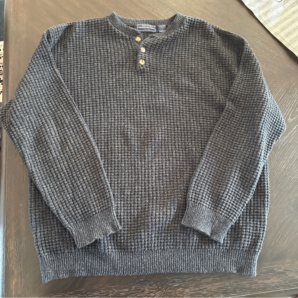Vintage Susquehanna Outfitter Y2K Academia Navy‎ Waffle Knit Crewneck Sweater XL